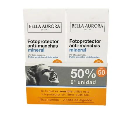 Bella Aurora Mineral 0% Protector Solar Facial Anti-Manchas SPF50 2x50ml