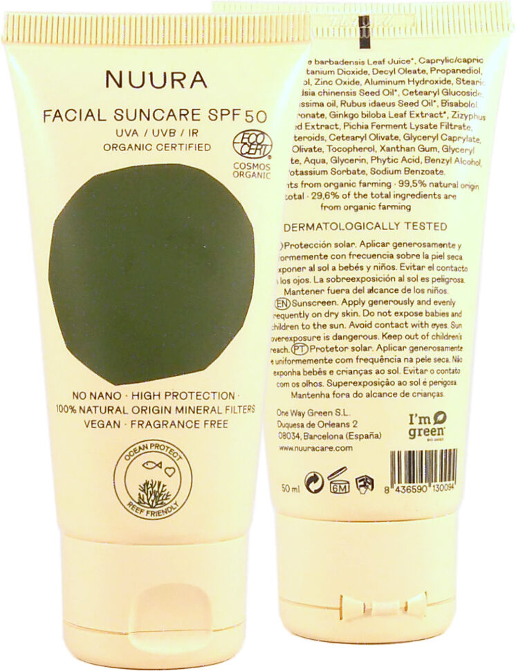 Nuura Crema solar facial FPS 50+ blanca