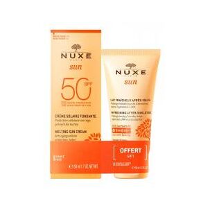 Nuxe Sun Crème Solaire Fondante Visage SPF50 50 ml + Lait Fraîcheur Après-Soleil Visage et Corps 50 ml Offert - Lot 2 produits dont 1 offert - Publicité