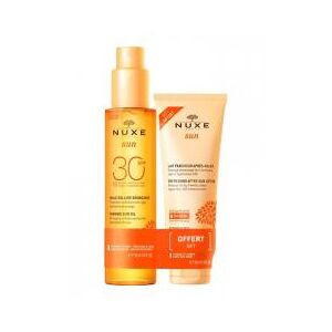 Nuxe Sun Huile Solaire Bronzante Visage et Corps SPF30 150 ml + Lait Fraîcheur Apres-Soleil Visage et Corps 100 ml Offert - Lot 2 produits