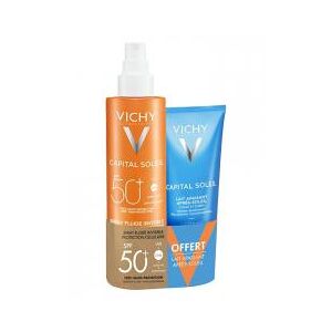 Vichy Capital Soleil Spray Fluide Invisible SPF50+ 200 ml + Lait Apaisant Apres-Soleil 100 ml Offert - Lot 2 produits