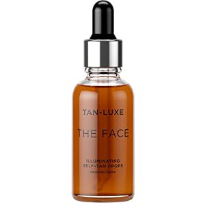 TAN-LUXE Tan Luxe THE FACE Gouttes autobronzantes, Moyen/Intense (30 ml) Ajoutez des gouttes de bronzage à vos soins de la peau, pour un bronzage du visage personnalisé, sans cruauté et végétalien - Publicité