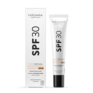 MÁDARA Organic Skincare   Crème solaire visage anti-âge aux cellules souches végétales SPF30, 40 ml, Protection UVA/UVB à large spectre, 100% invisible sur la peau, Certifié Ecocert - Publicité