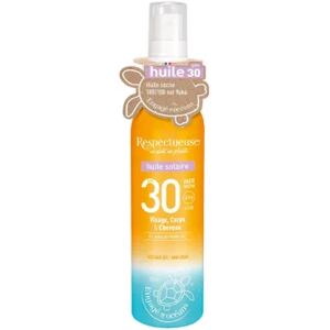 Respectueuse Huile Solaire Spf30 Visage Corps & Cheveux 100ml