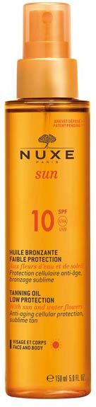 Nuxe Sun Huile Bronzante SPF10 Faible Protection Visage et Corps 150ml