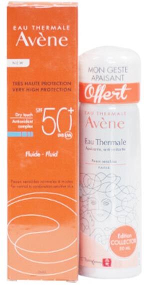 Avène Solaire Fluide SPF 50+ 50ml + Eau Thermale 50ml Offerte