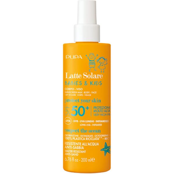 pupa babies & kids latte solare spf 50+ 200 ml