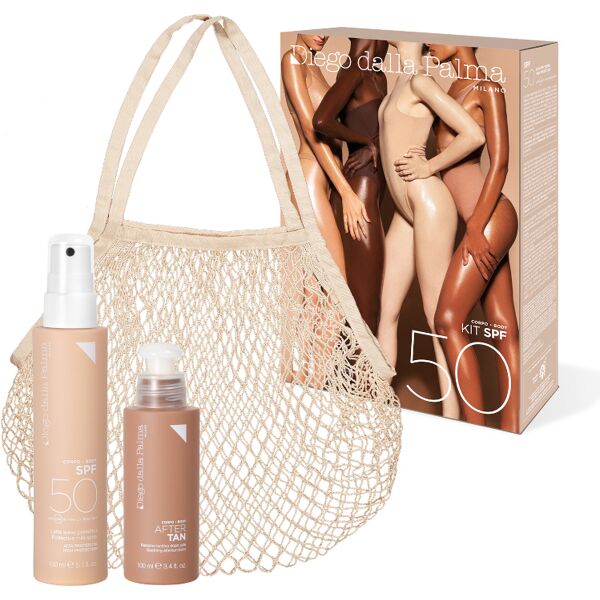 diego dalla palma kit spray spf50 150 ml latte spray spf 50 + 100 ml balsamo lenitivo doposole + mesh summer bag