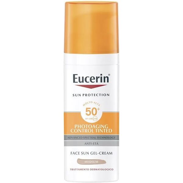 eucerin sun photo aging control tinted anti-età gel crema spf50+ colore medium 50 ml