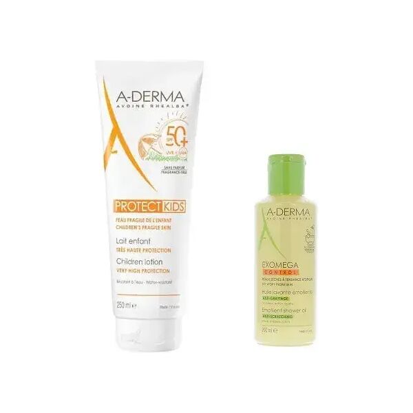 a-derma protect kids duo latte spf50+ 250ml + olio exomega 100ml omaggio