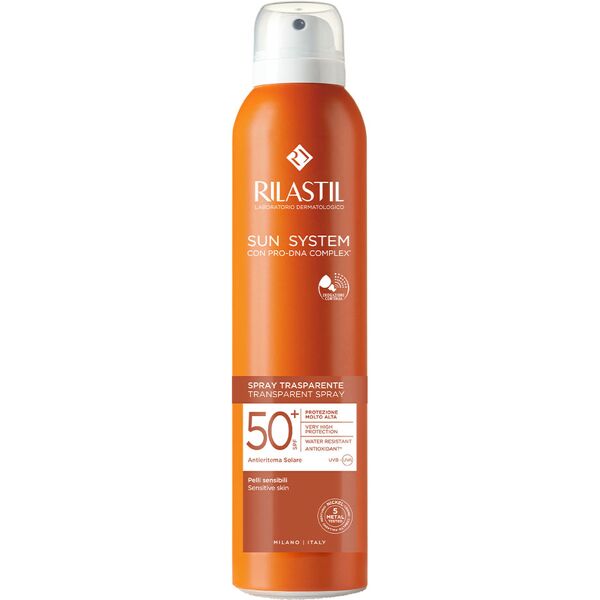 rilastil sun system spray solare trasparente spf 50+ protezione corpo 200 ml