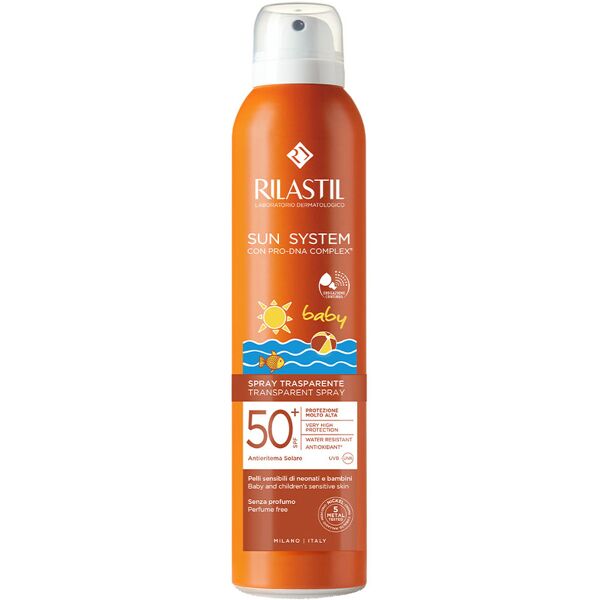 rilastil sun system baby spray solare trasparente spf 50+ protezione bambini 200 ml