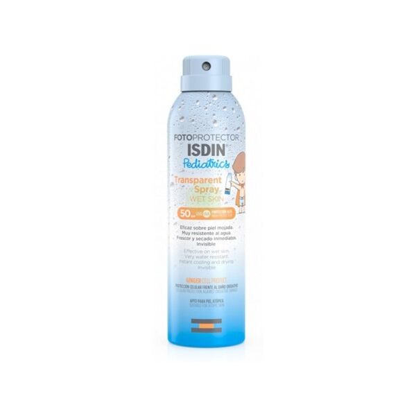 isdin fotoprotector spray trasparente wet skin pediatrics spf 50 protezione bambini 250 ml