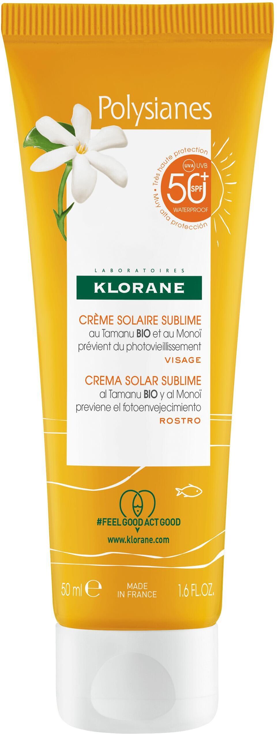 Klorane Les Polysianes Crema Solare Sublime Viso Tamanu Bio E Monoi Spf50+ 50ml