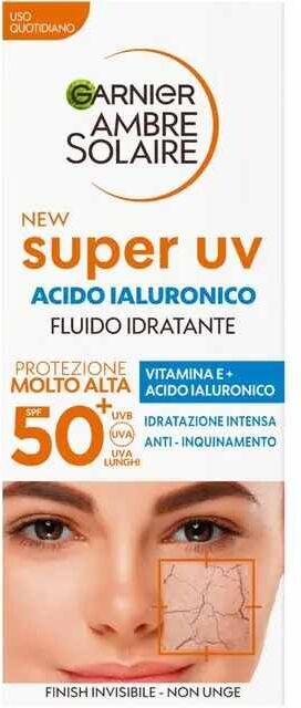 Garnier Ambre Solaire Fluido Viso Idratante Acido Ialuronico Spf50+ 40ml