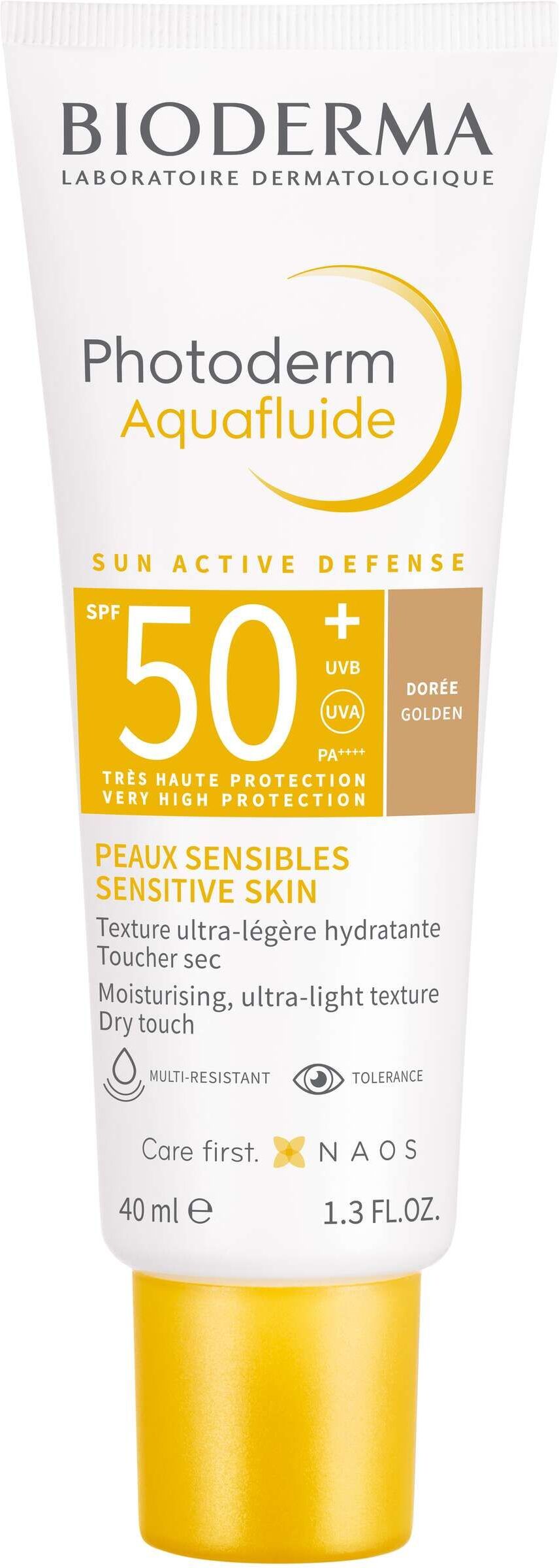 Bioderma Photoderm Aquafluide Doré Spf50+  Crema Viso Solare Leggera Colorata Effetto Mat 40ml