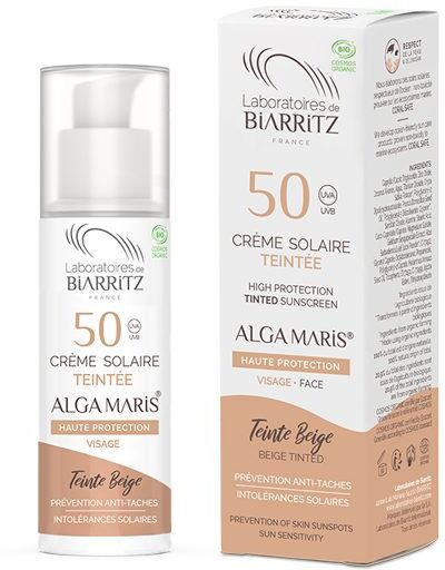 Laboratoires de Biarritz Crema solare colorata beige viso SPF 50 - bio - 50ml