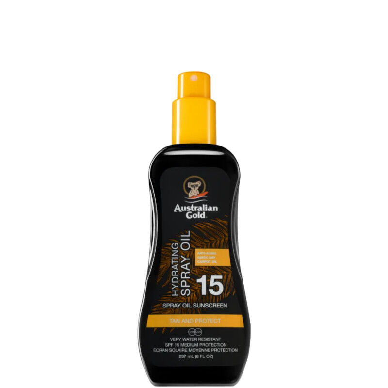 Australian Gold Spray Oil Sunscreen SPF 15 con Olio di Carota 237 ML