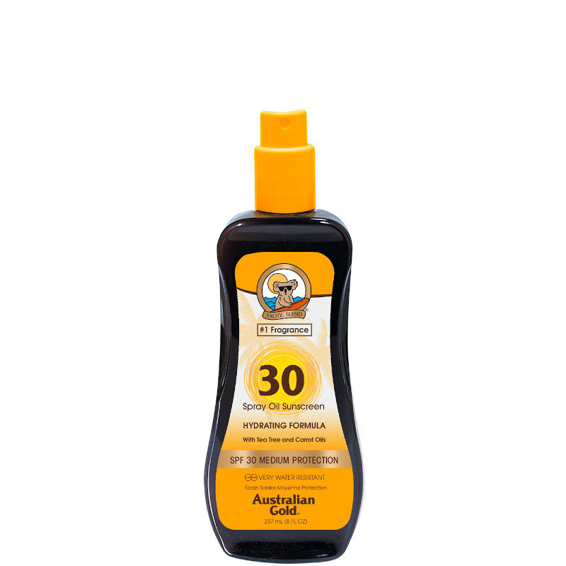 Australian Gold Spray Oil Sunscreen SPF 30 con Olio di Carota 237 ML