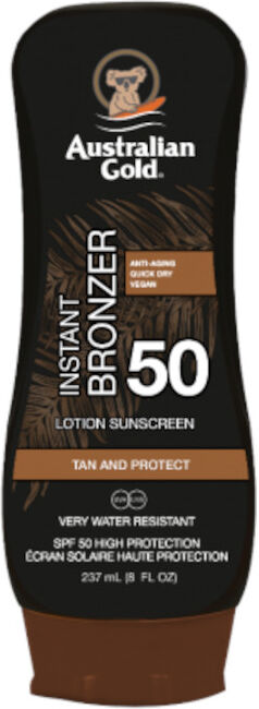 Australian Gold Lotion Sunscreen SPF 50 Instant Bronzer Whit Bronzer 237 ML