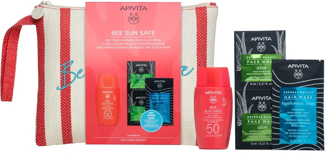 Apivita Be Sun Safe Promo Fluido Dry Touch Viso SPF50 50 ml + Face Mask Aloe 2x8 ml + Hair Mask Hyaluronic Acid 20 ml