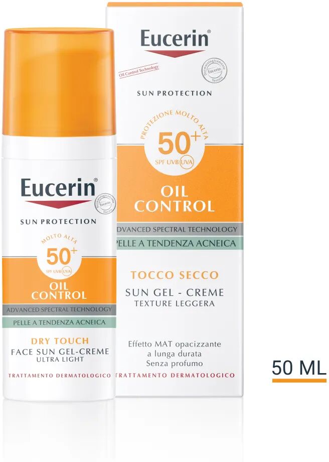 Eucerin Sun Oil Control Gel-Crema Tocco Secco FP 50+ Protezione Viso Pelle Grassa 50 ml