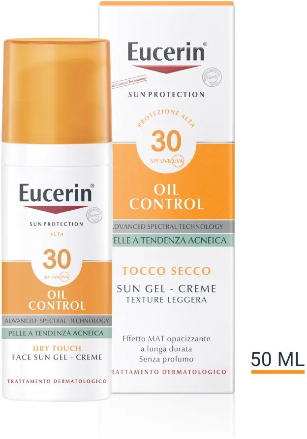 Eucerin Sun Oil Control Gel-Crema Tocco Secco FP 30 Protezione Viso Pelle Grassa 50 ml