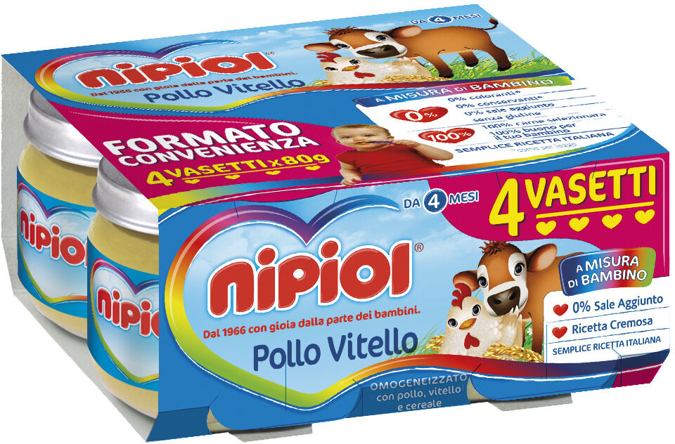 NIPIOL omogeneizzato vitello pollo 4 x 80 g