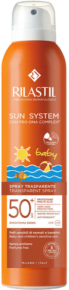 RILASTIL Sun System Baby Spray Solare Trasparente SPF 50+ Protezione Bambini 200 ml