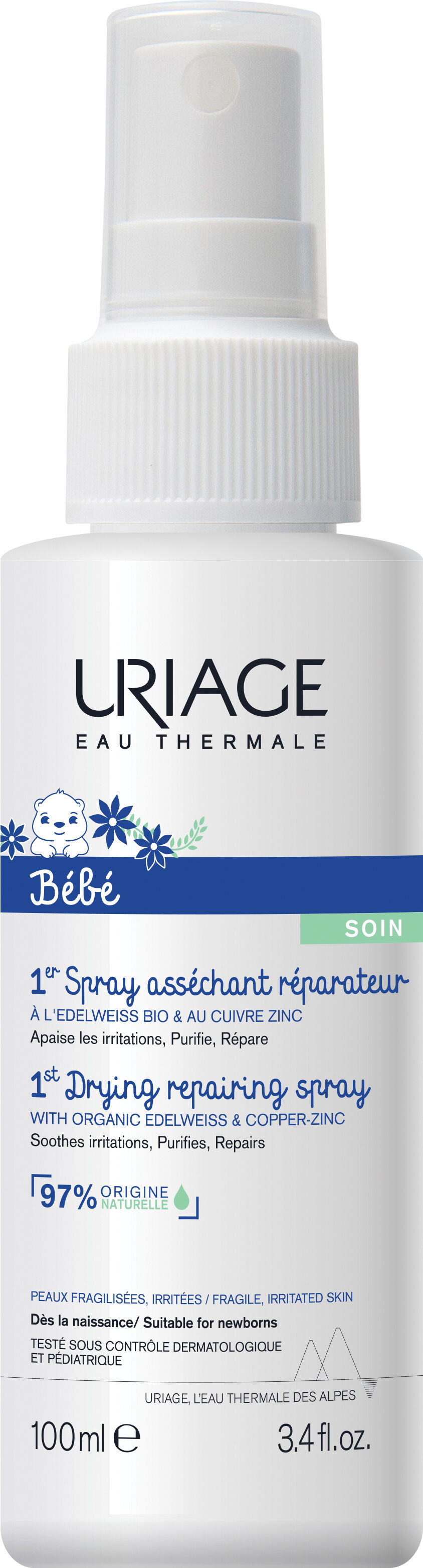 Uriage Bebe spray assorbente riparatore cu-zn 100 ml