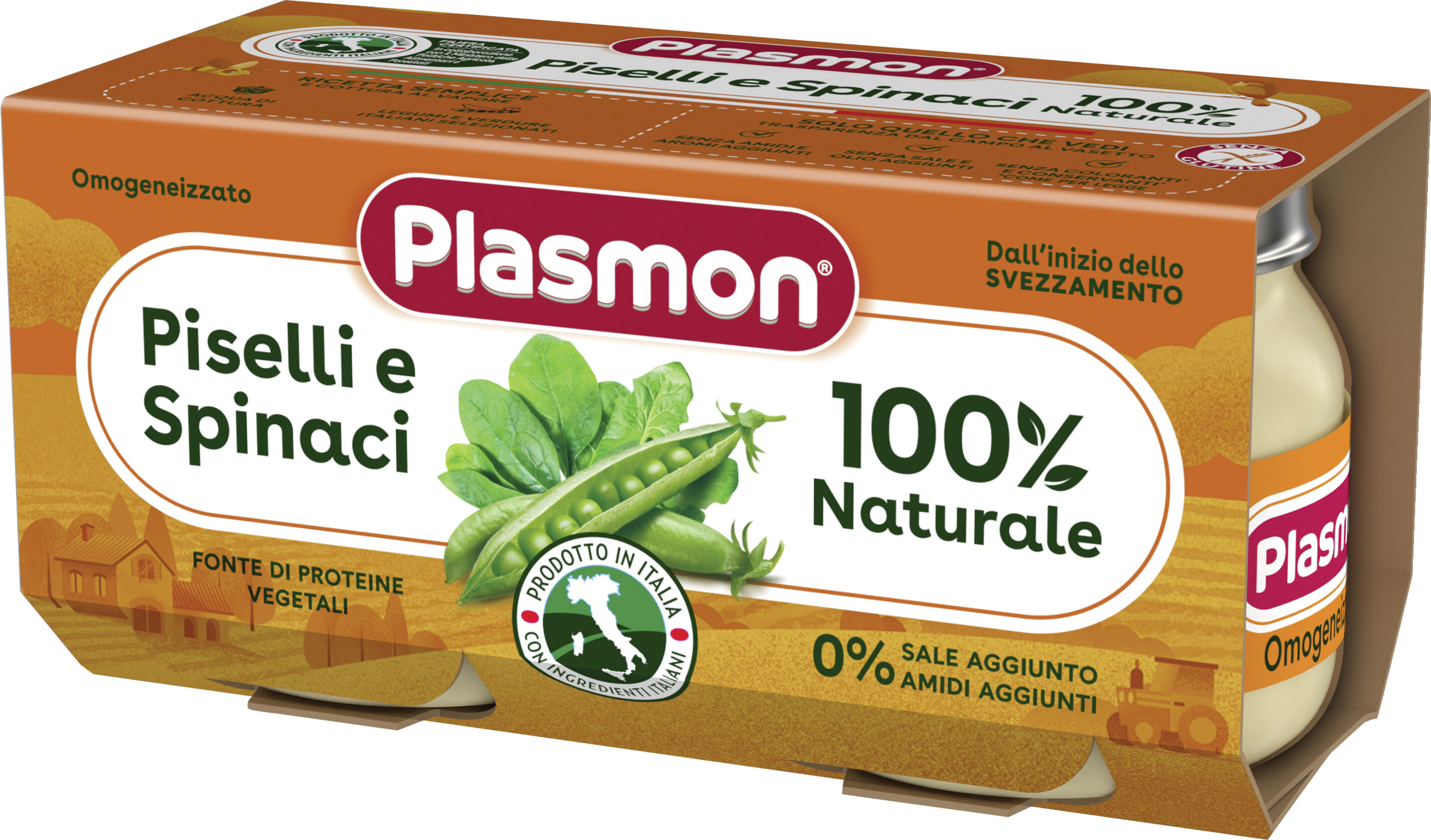 PLASMON omogeneizzato piselli spinaci 2 pezzi da 80 g