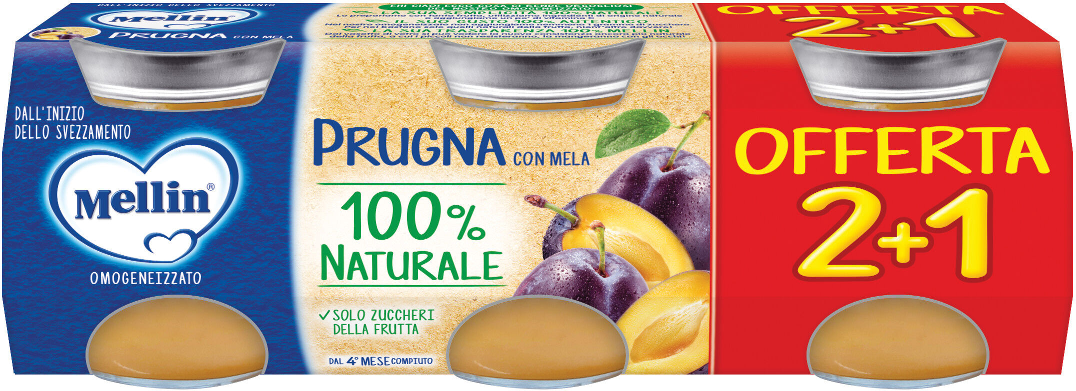 MELLIN omogeneizzato prugna 3 pezzi da 100 g