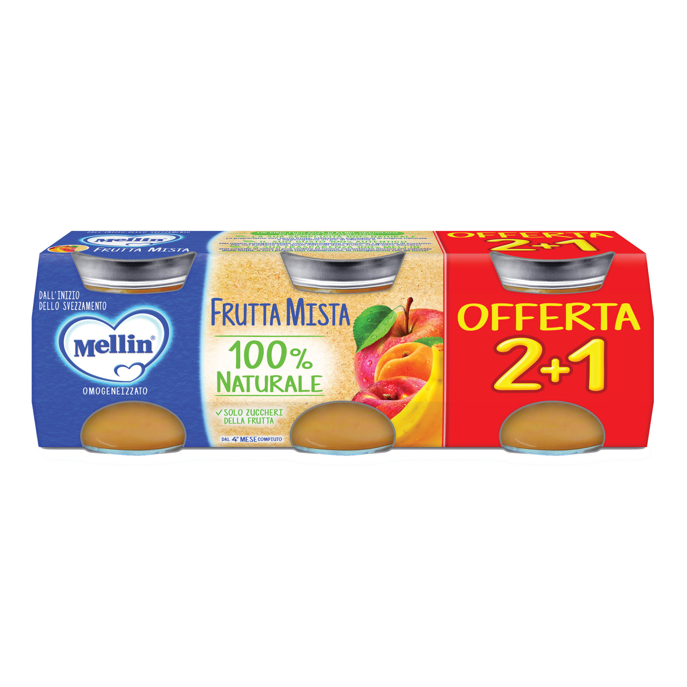 MELLIN omogeneizzato frutta mista 3 pezzi da 100 g