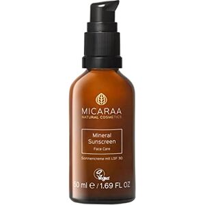 MICARAA Minerale zonnecrème voor gezicht, zonnebrandcrème met 30 SPF zonder witten, met aloë vera-gel biologisch, zink en hyaluron, natuurlijke cosmetica uit Duitsland