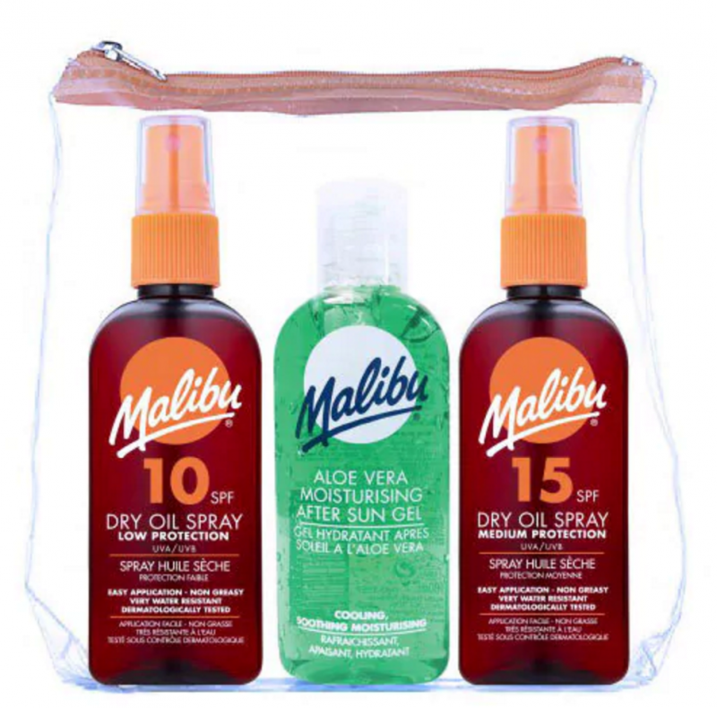 Malibu Travel Sun Set Dry Oil & After Sun Gel 3 x 100 ml Travel Kit