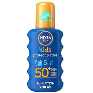 NIVEA Sun Kids Protect & Care SPF 50+ Coloured Spray (200ml), Sunscreen Protects Delicate Skin Against Sunburn and Long-Term UV Damage, Moisturising Spray