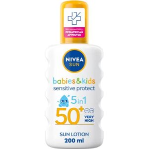 NIVEA SUN Kids Protect & Sensitive Spray (200ml) Sunscreen Spray with SPF 50+, Kids Suncream for Sensitive Skin, Immediately Protects Against Sun Exposure