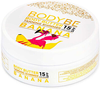 BODYBE Opalovací máslo se třpytivým efektem Banán v čokoládě SPF 15 (Body Butter Tanning Shimmer) 150 ml