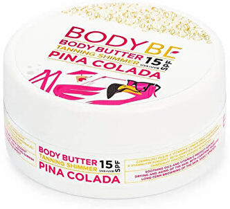 BODYBE Opalovací máslo se třpytivým efektem Piña Colada SPF 15 (Body Butter Tanning Shimmer) 150 ml