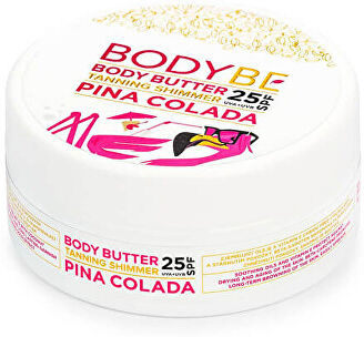 BODYBE Opalovací máslo se třpytivým efektem Piña Colada SPF 25 (Body Butter Tanning Shimmer) 150 ml