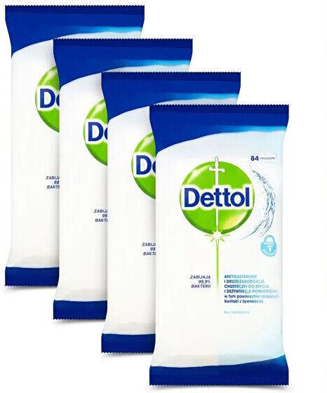 Dettol Antibakteriální ubrousky na povrchy 4 x 84 ks