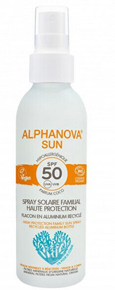 ALPHANOVA SUN opalovací krém sprej rodinný v hliníkovém obalu SPF 50 BIO 150 g