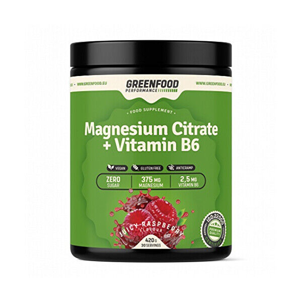 GreenFood Nutrition Performance nápoj Magnesium Citrate + Vitamin B6 420 g Mango