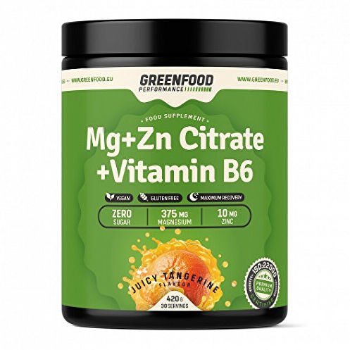 GreenFood Nutrition Performance nápoj MG+Zn Citrate + Vitamin B6 420 g Malina