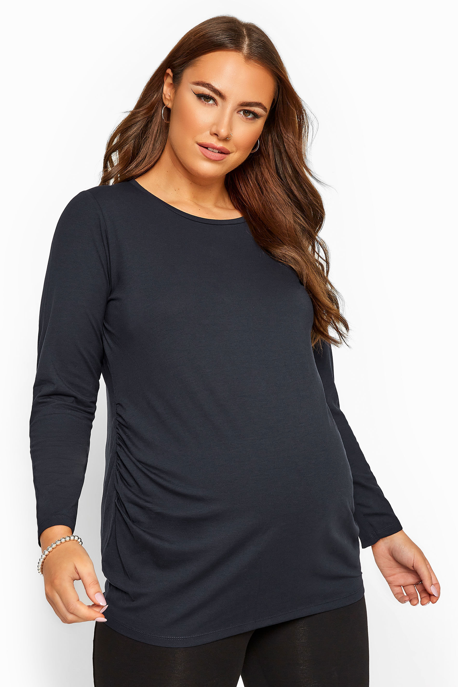 Yours Clothing Bump it up maternity navy long sleeve top