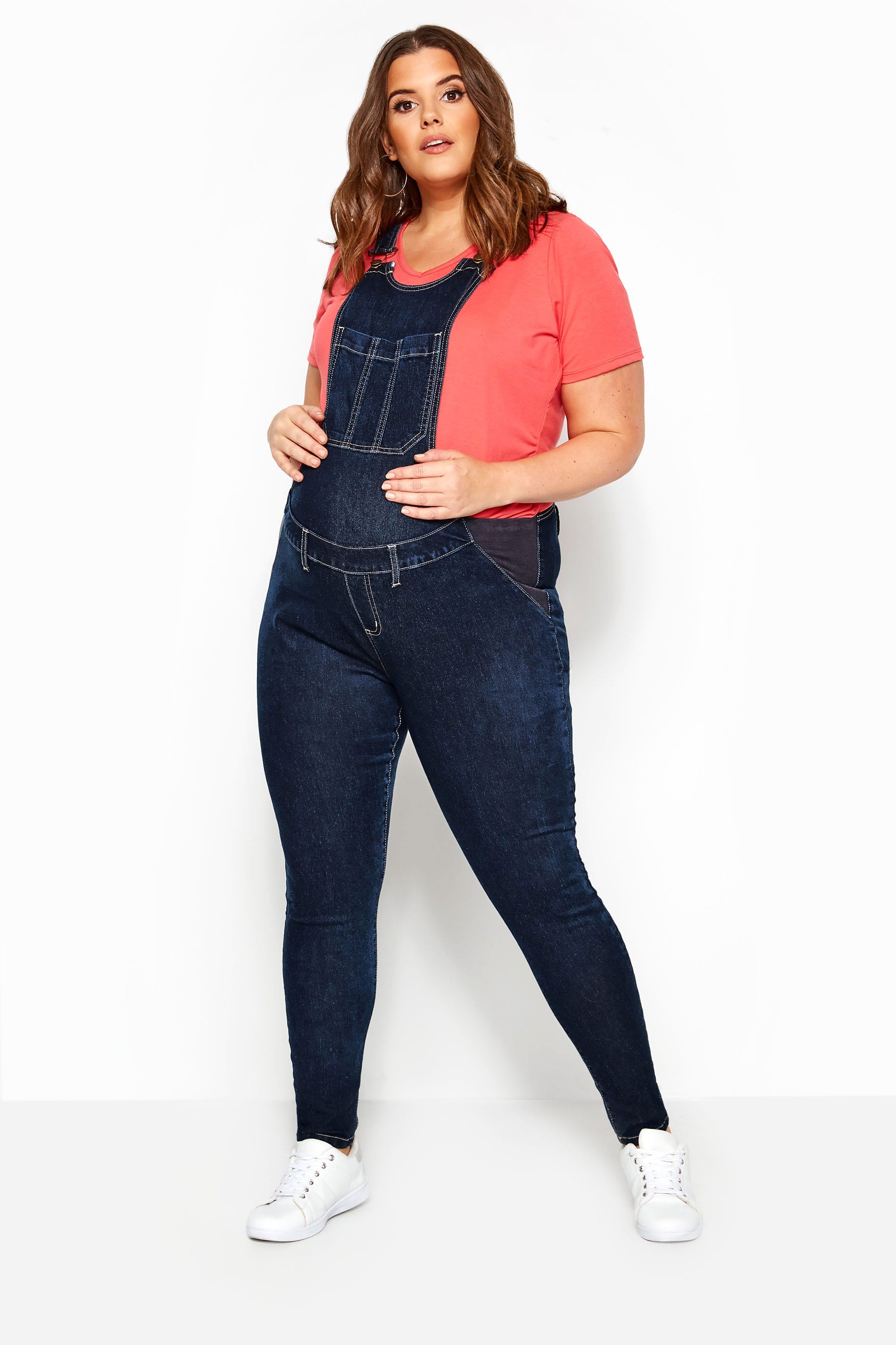 Yours Clothing Bump it up maternity blue denim dungarees