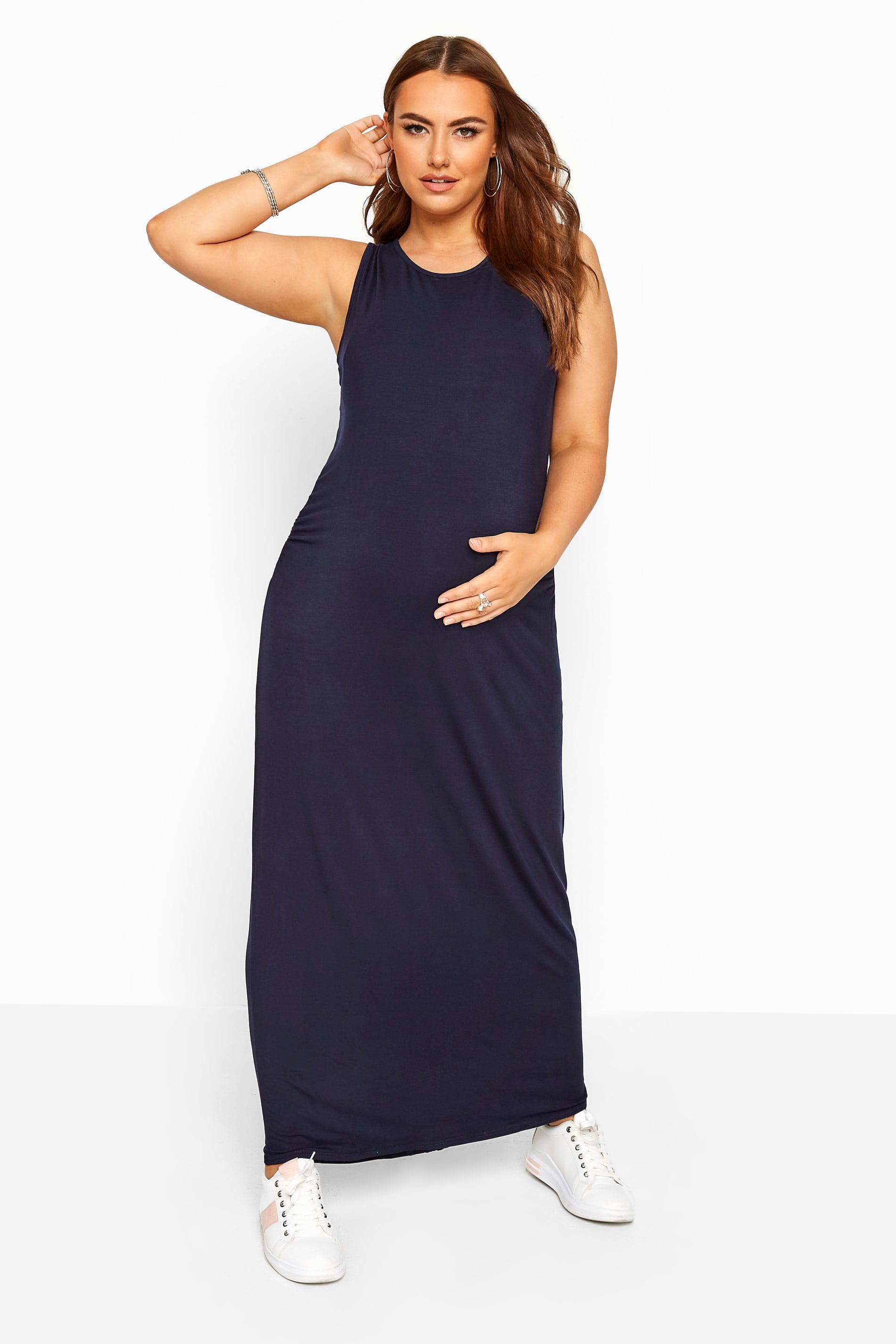 Yours Clothing Bump it up maternity navy maxi dress