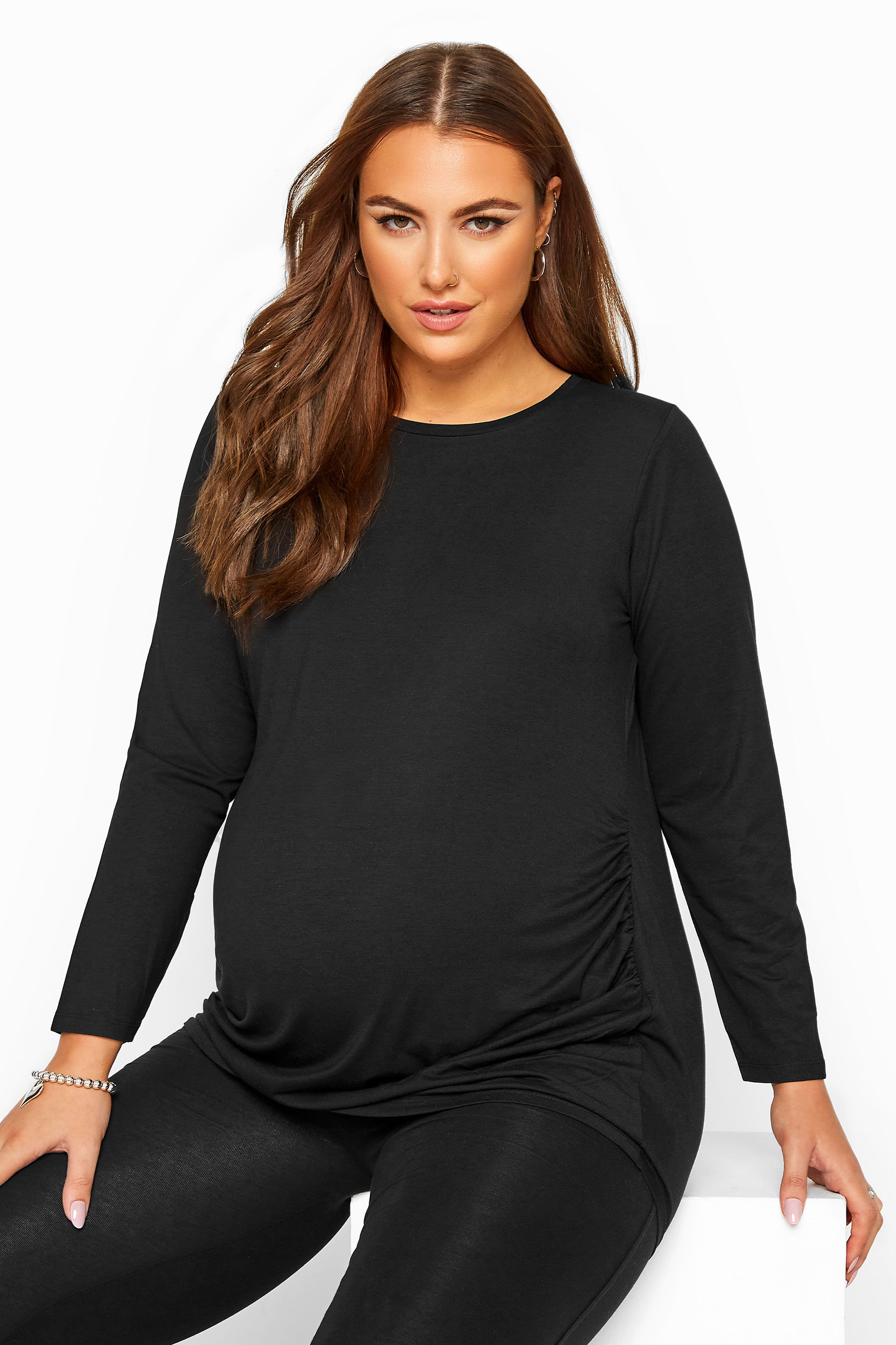 Yours Clothing Bump it up maternity black long sleeve top