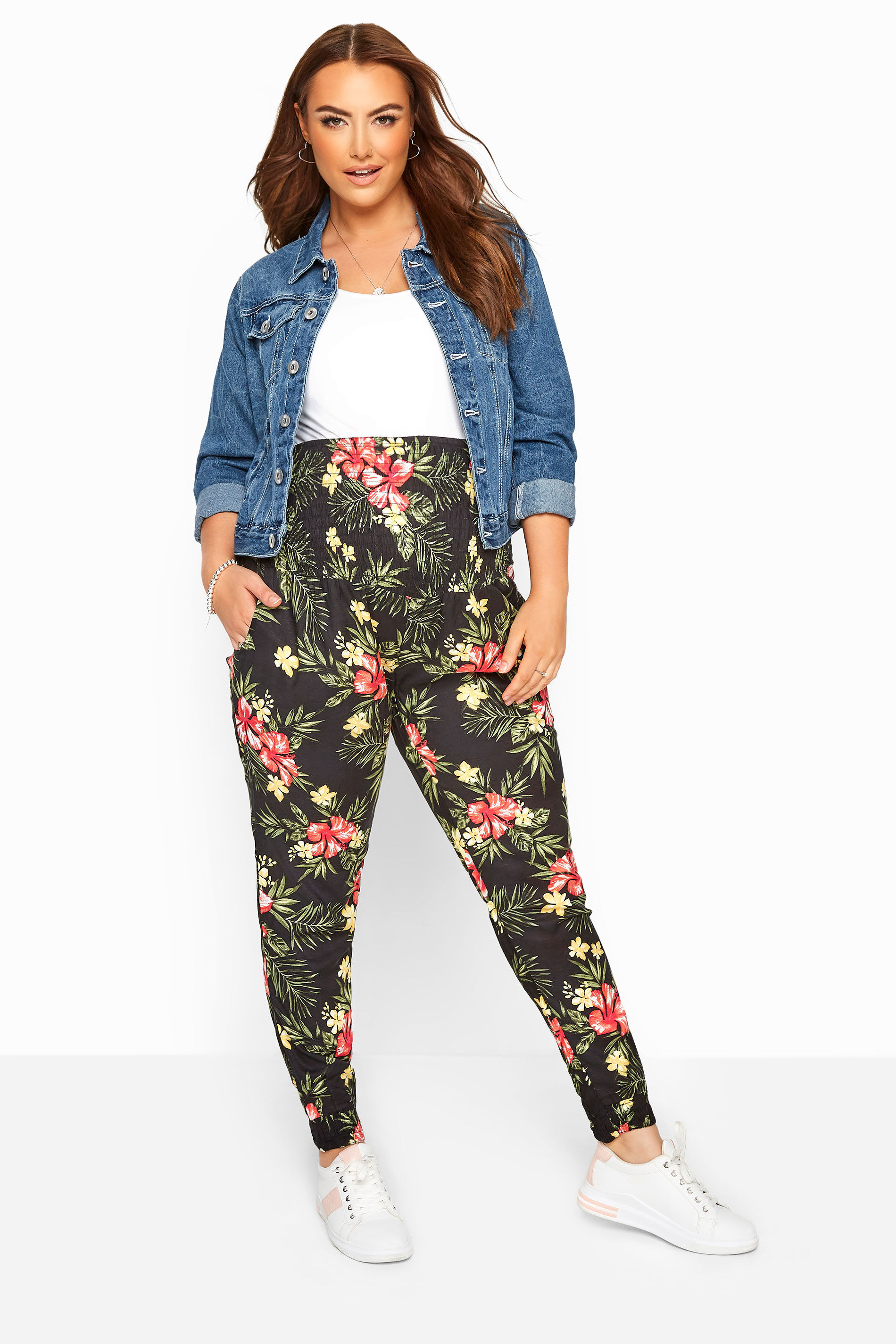 Yours Clothing Bump it up maternity black tropical floral harem trousers