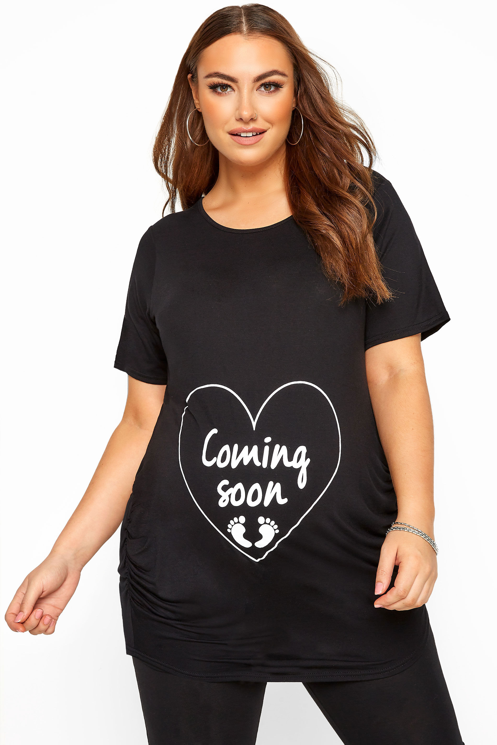 Yours Clothing Bump it up maternity black glittery 'coming soon' top